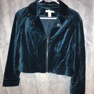Chico’s Cropped Moto Jacket - Dark Teal size 1